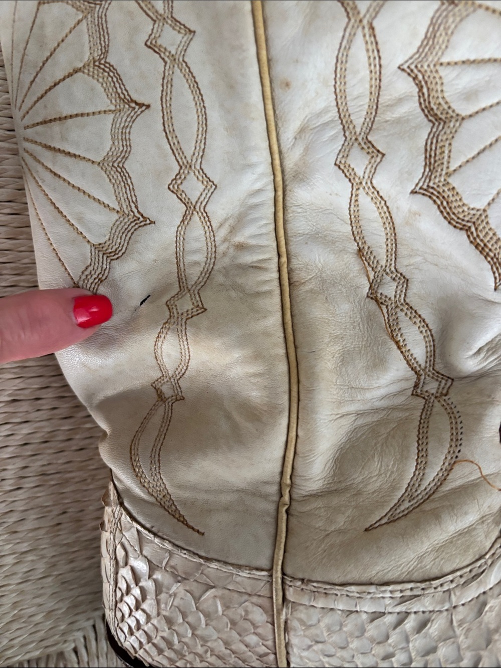 Dan Post Ivory Embossed Western Knee Boots - Picture 5 of 8